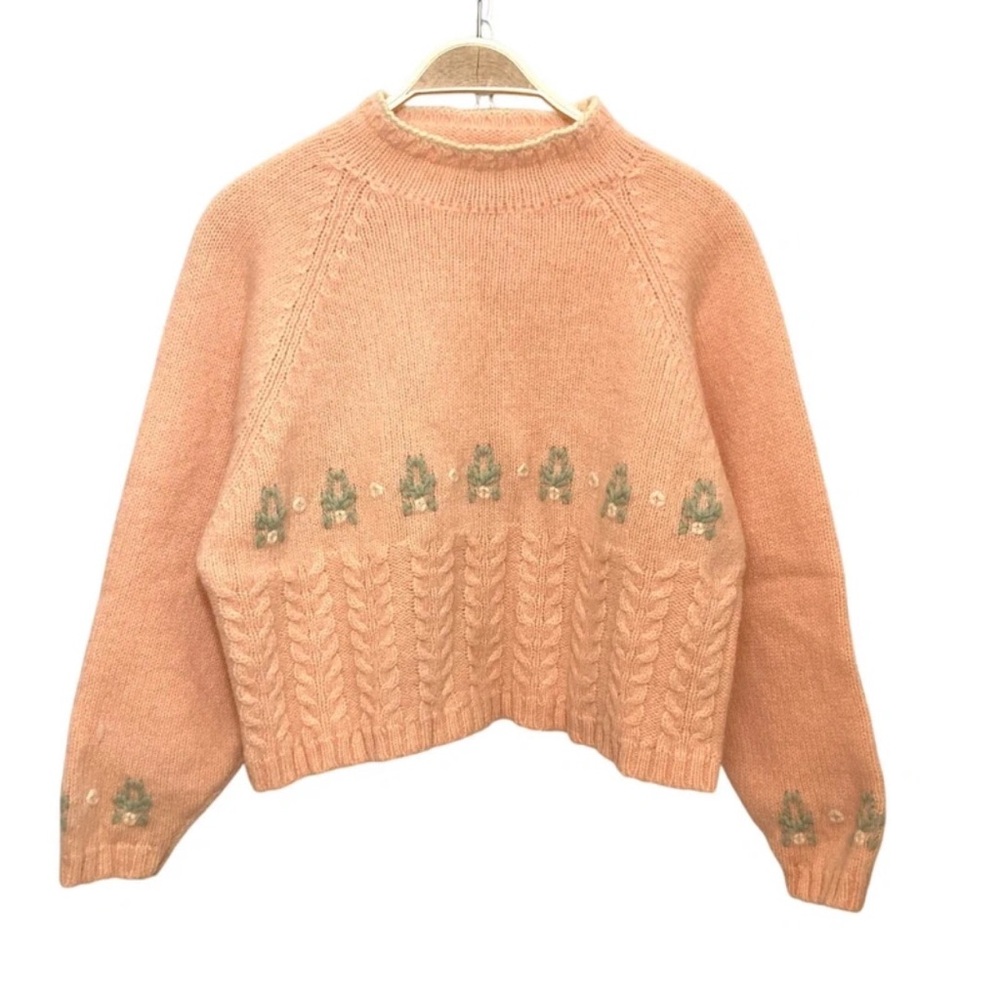 Cozy Peach Cardigan with Bear Accents